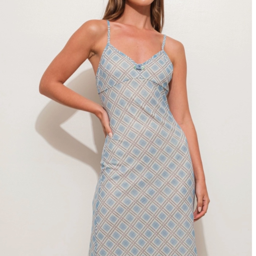 NWT Pretty Garbage Slip Dress with Geometric‎ Pattern Blue